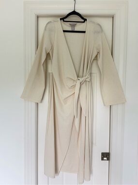 H&M Cream Midi Wrap Dress